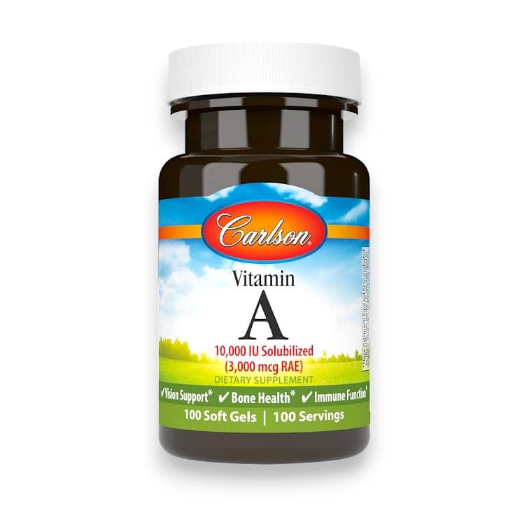 Carlson, Vitamin A, 3,000 mcg RAE (10,000 IU), 100 Soft Gels 1