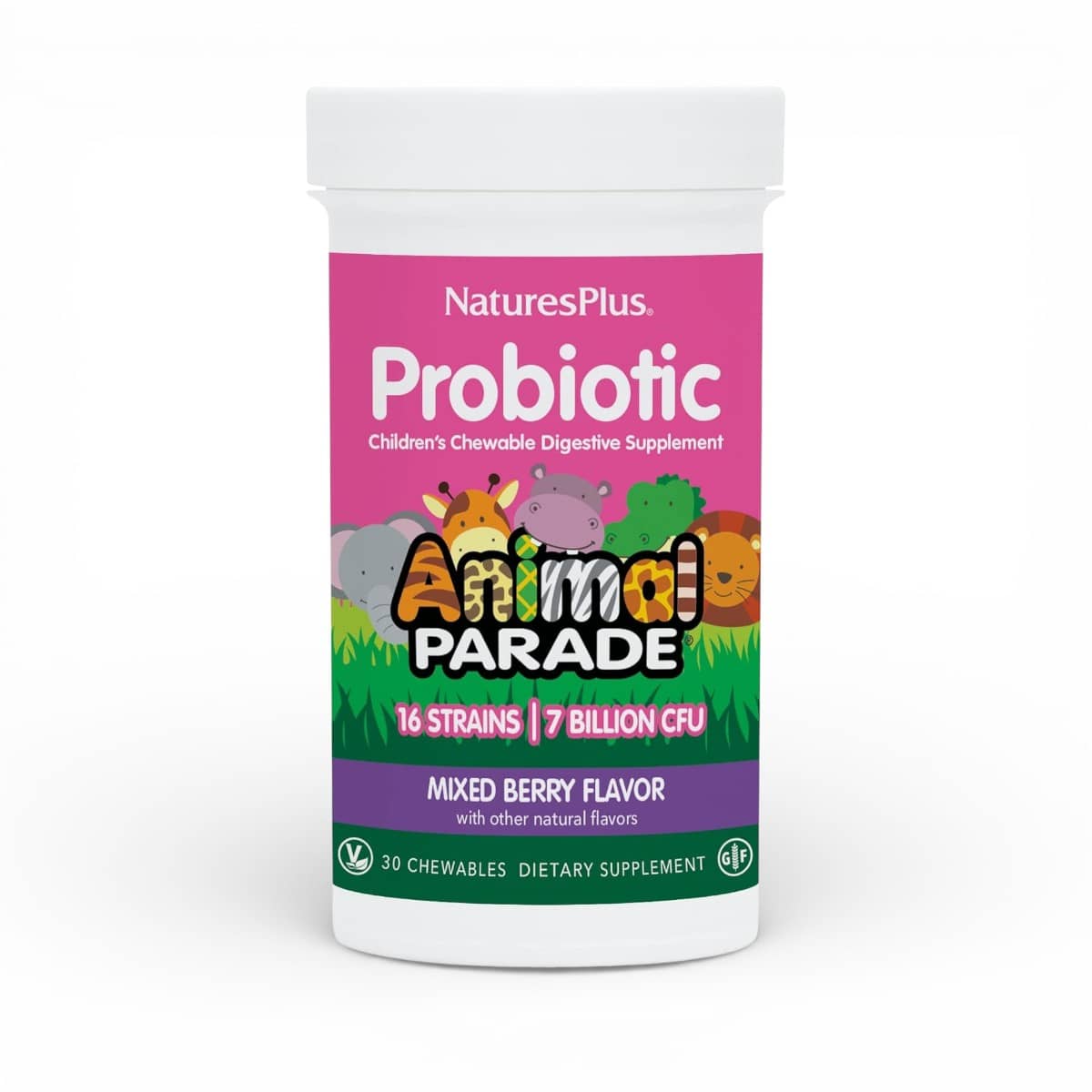 NaturesPlus, Probiotic, Children's Chewable Digestive Supplement, Mixed Berry, 7 Billion CFU, 30 Chewables 1