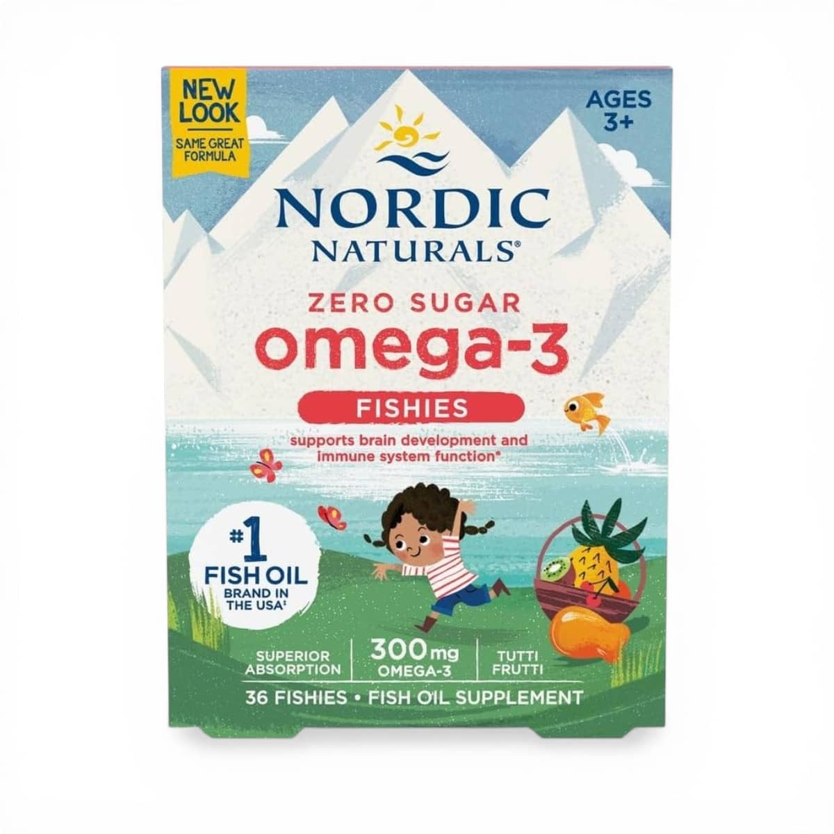 Nordic Naturals, Omega-3 Fishies, Zero Sugar, Ages 3+, Tutti Frutti, 300 mg, 36 Fishies 1