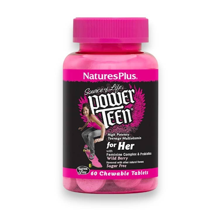 NaturesPlus, Source of Life, Power Teen® for Her, Sugar Free, Wild Berry, 60 Chewable Tablets 1