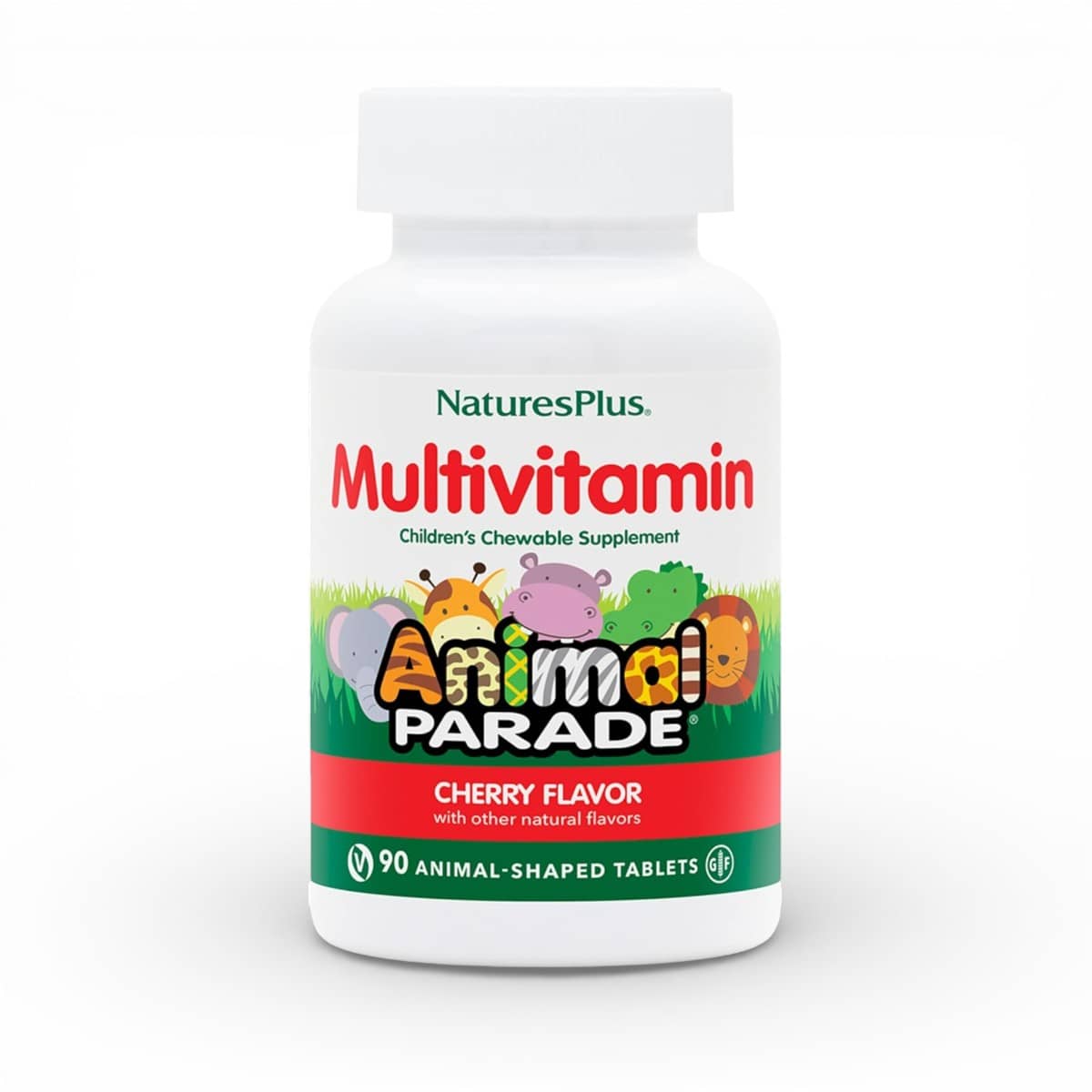 NaturesPlus, Animal Parade, Children's Chewable Multivitamin Supplement, Cherry, 90 Animal-Shaped Tablets 1