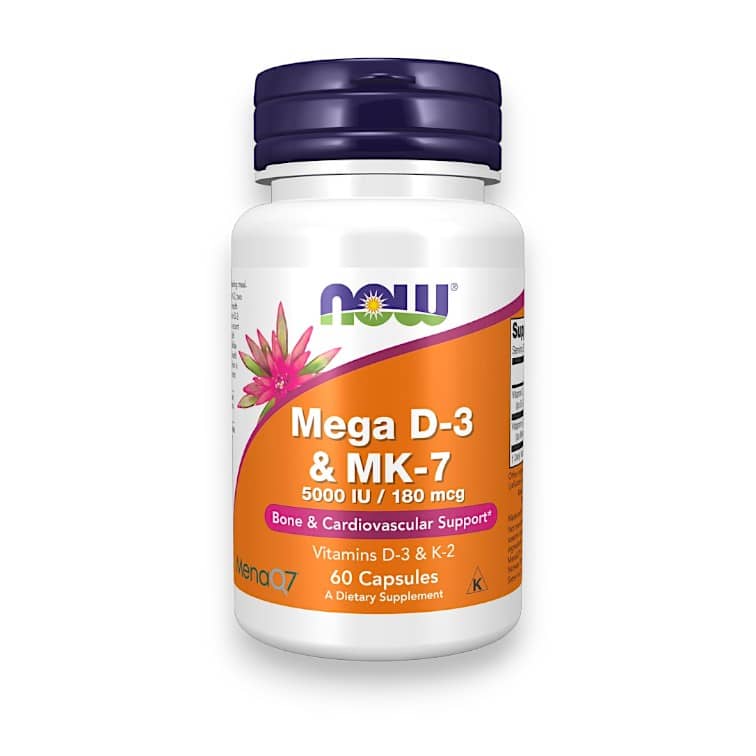 NOW Foods, Mega D-3 & MK-7, 5,000 IU / 180 mcg, 60 Capsules 1