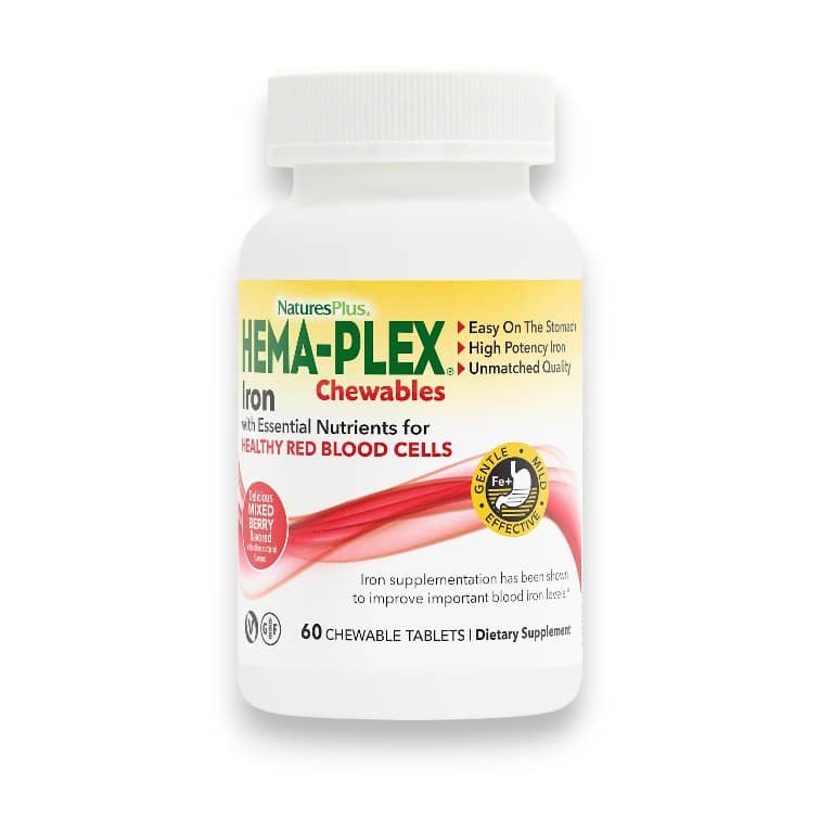 NaturesPlus, Hema-Plex Iron Chewables, Mixed Berry, 60 Chewable Tablets 1