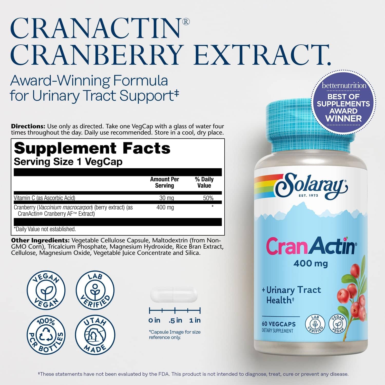 Solaray, CranActin®, 60 VegCaps 2