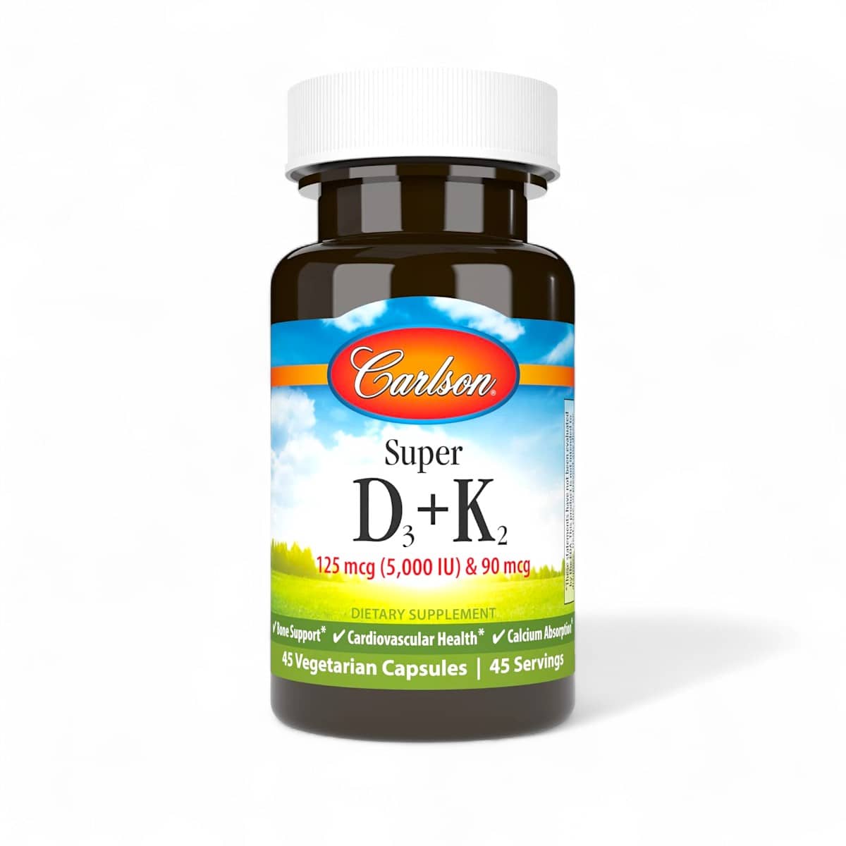 Carlson, Super D3 + K2, 45 Vegetarian Capsules 1