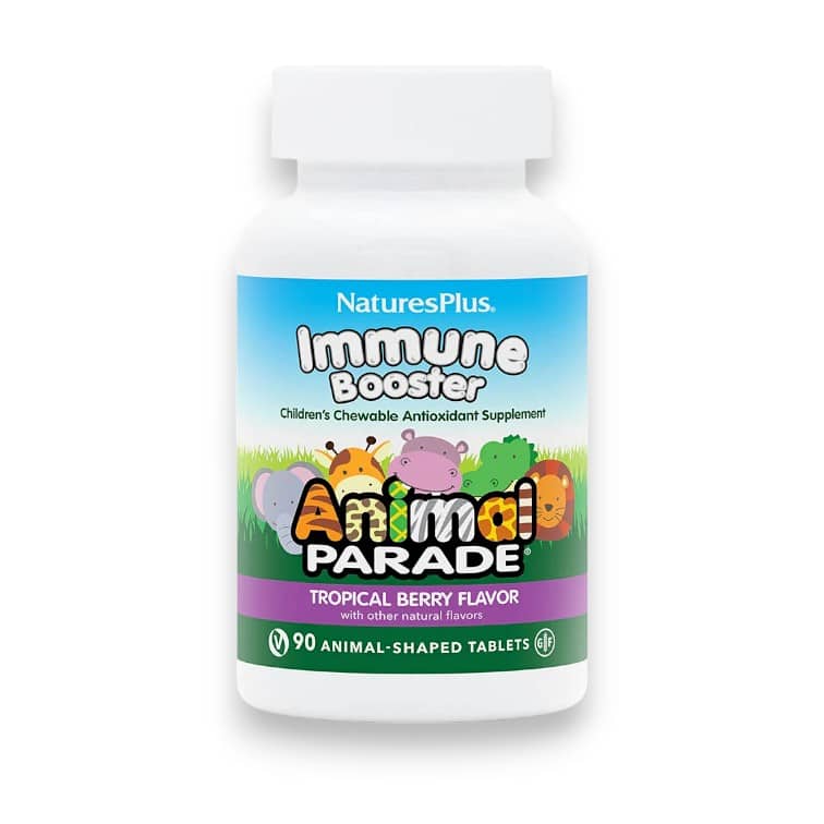NaturesPlus, Animal Parade, Kids Immune Booster, Tropical Berry, 90 Animal-Shaped Tablets 1