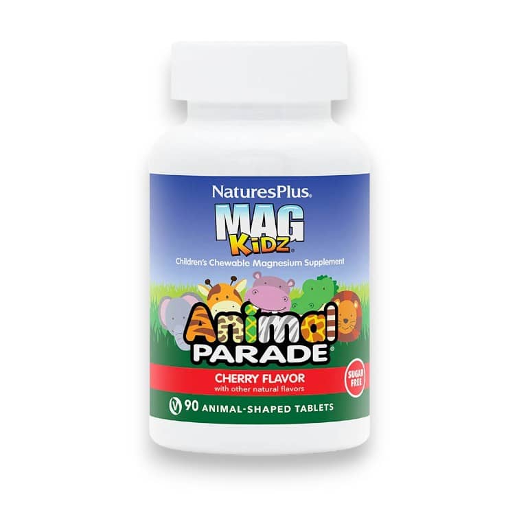 NaturesPlus, MagKidz, Animal Parade, Children's Chewable Magnesium, Cherry, 90 Animal-Shaped Tablets 1
