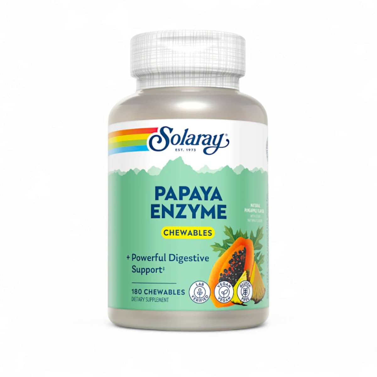 Solaray, Papaya Enzyme, Natural Pineapple, 180 Chewables 1
