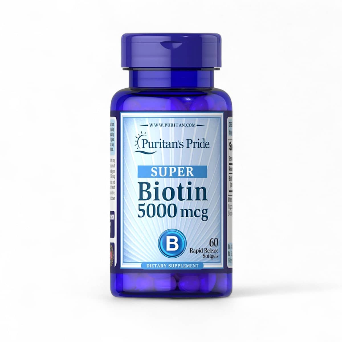 Puritans Pride, Biotin-5000 mcg, 60 softgels 1