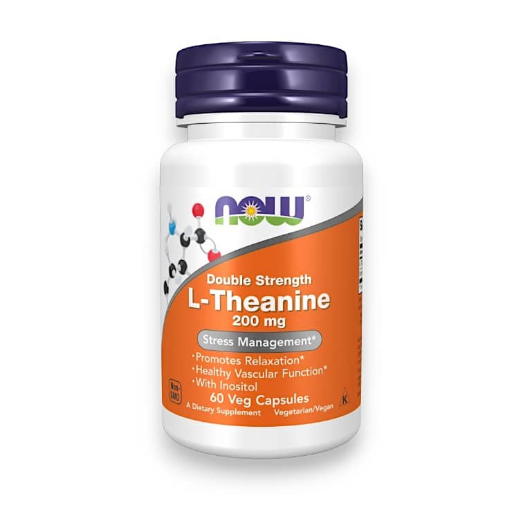 NOW Foods, L-Theanine, Double Strength, 200 mg, 60 Veg Capsules 1