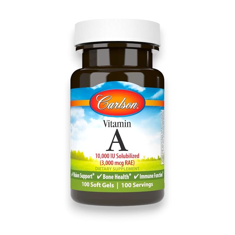 Carlson, Vitamin A, 3,000 mcg RAE (10,000 IU), 100 Soft Gels