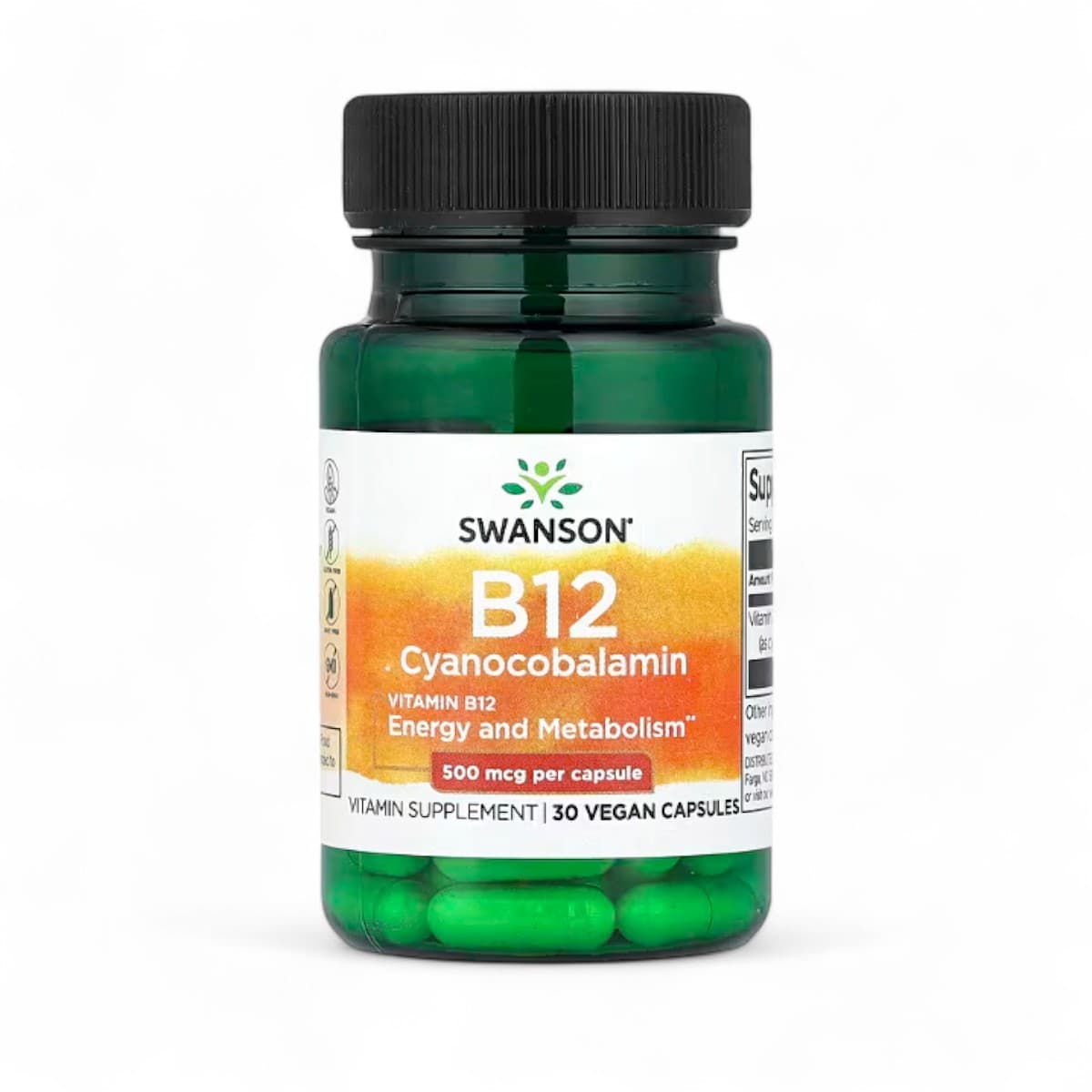 Swanson, Vitamin B12, 500 mcg, 30 Vegan Capsules