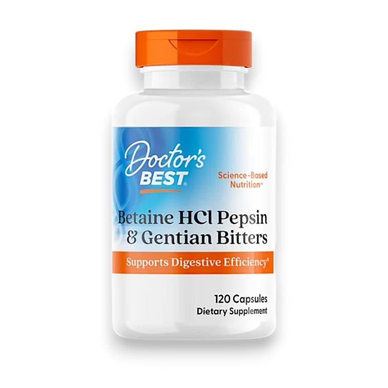 Doctor's Best, Betaine HCl Pepsin & Gentian Bitters, 120 Capsules