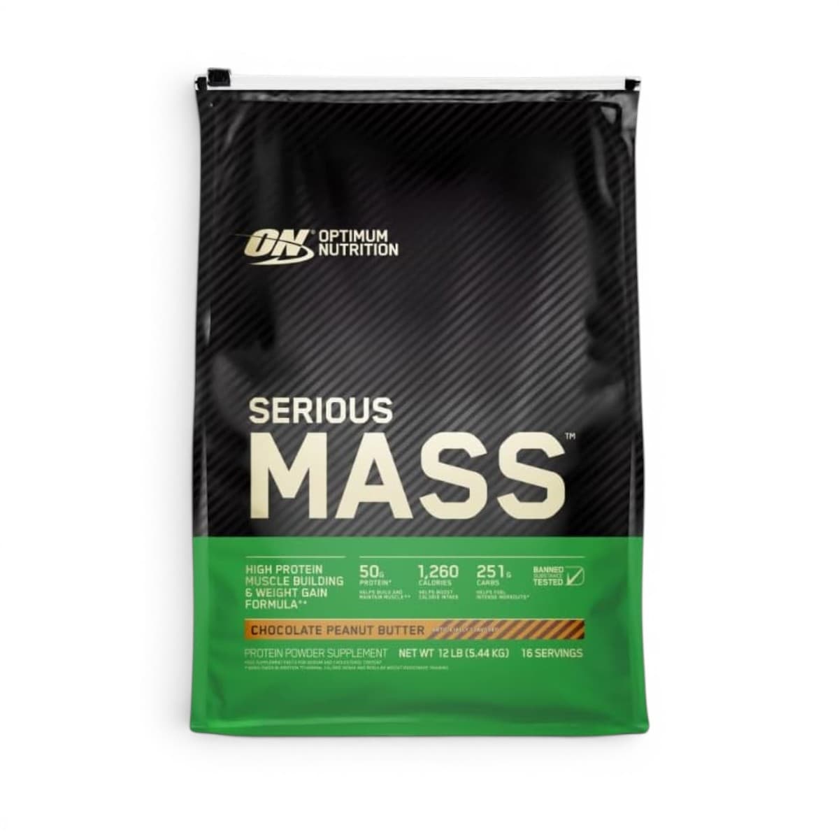 Optimum Nutrition, Seriuous MASS, Chocolate peanut butter artificially flavored, 5.44 kg