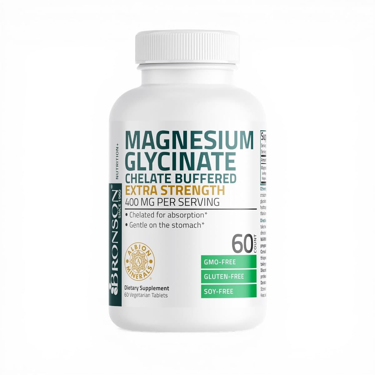 Bronson, Magnesium Glycinate Chelated Buffered, 400mg, 60 count