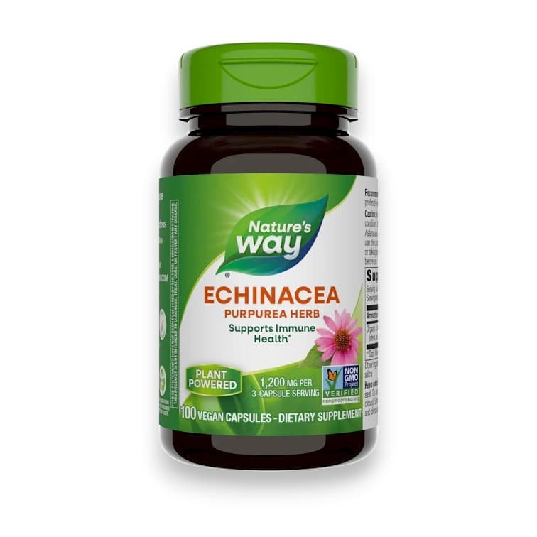 Nature's Way, Echinacea Purpurea Herb, 1,200 mg, 100 Vegan Capsules (400 mg Per Capsule)