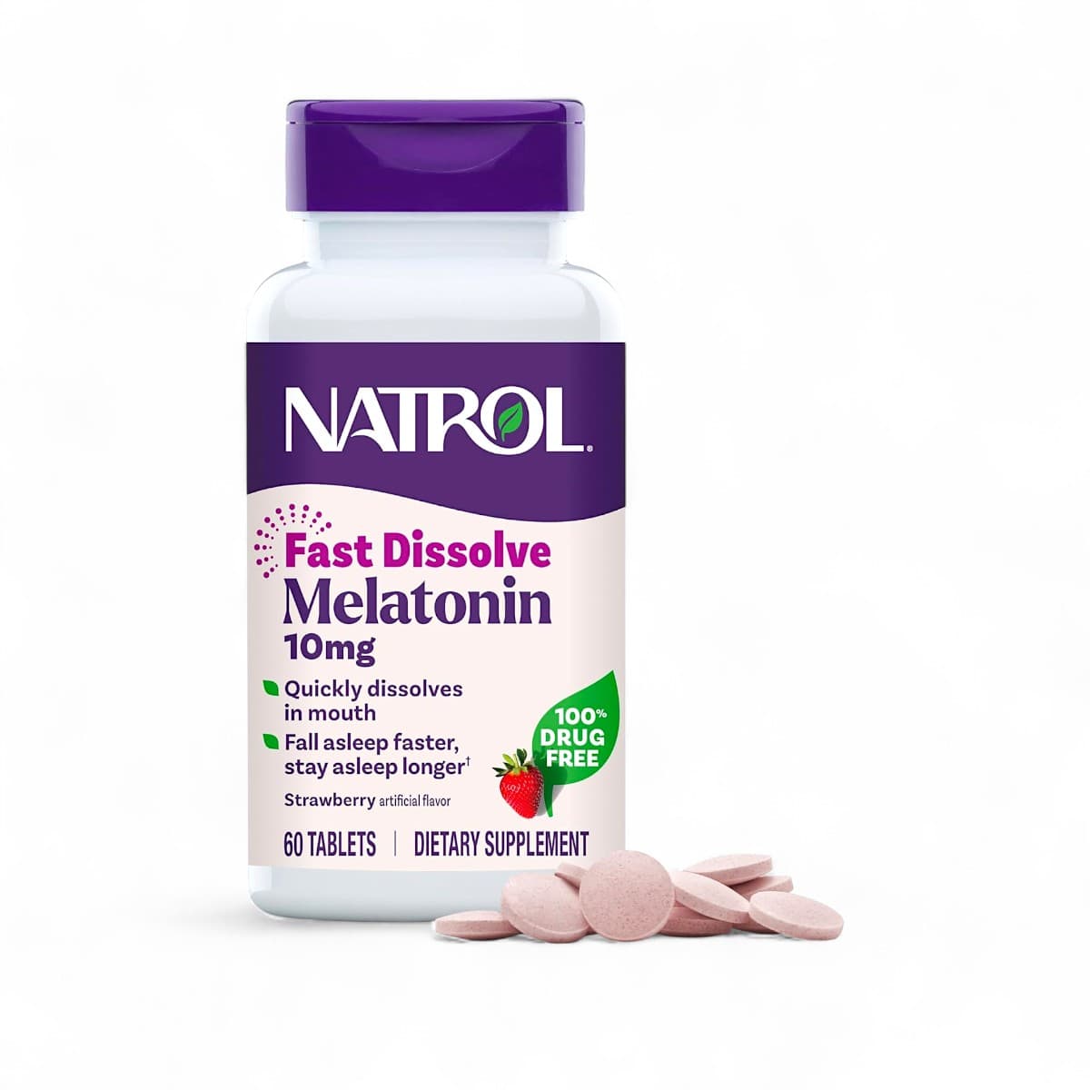 Natrol, Melatonin, Fast Dissolve, Strawberry, 10 mg, 60 Tablets