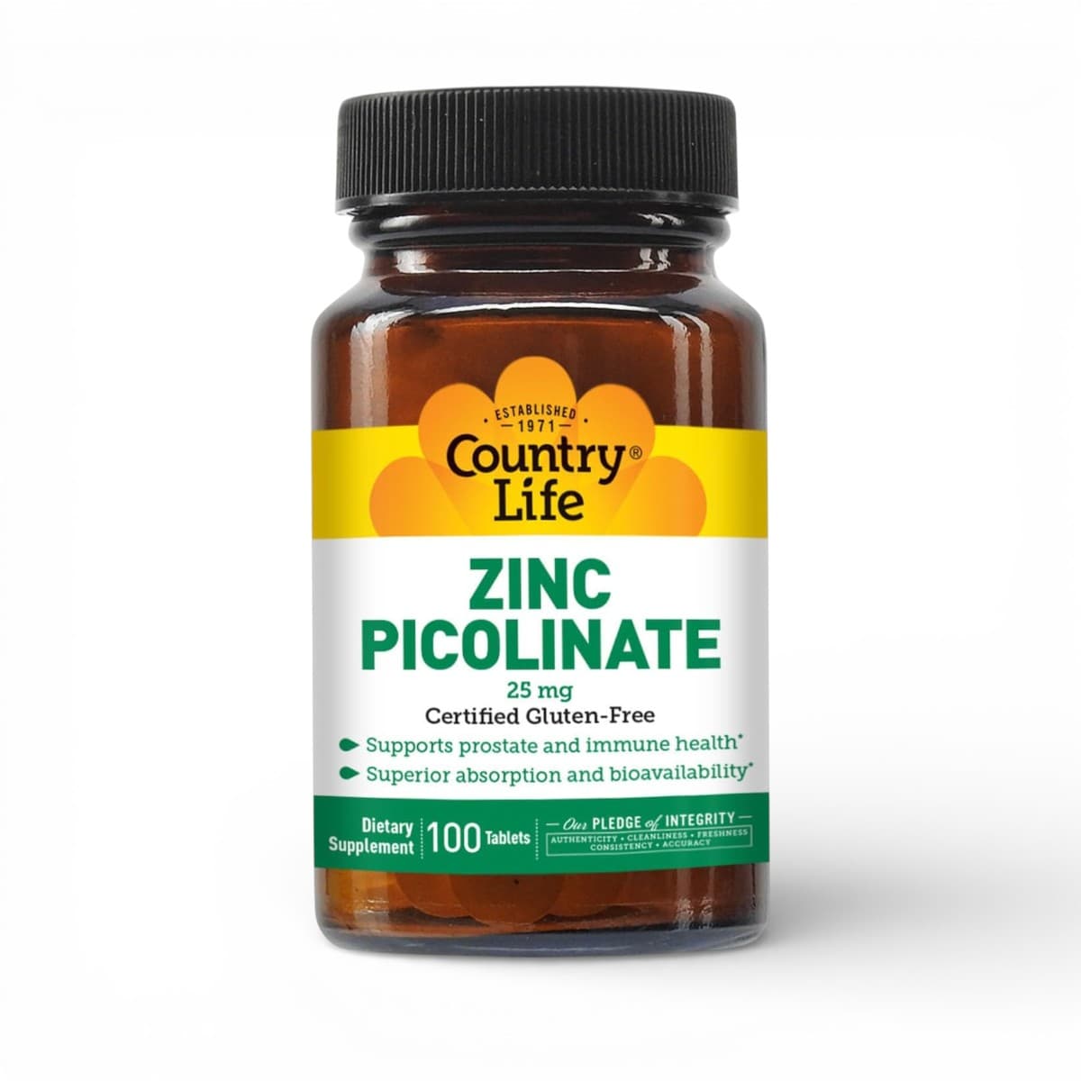 Country Life, Zinc Picolinate, 25 mg, 100 Tablets By Country Life
