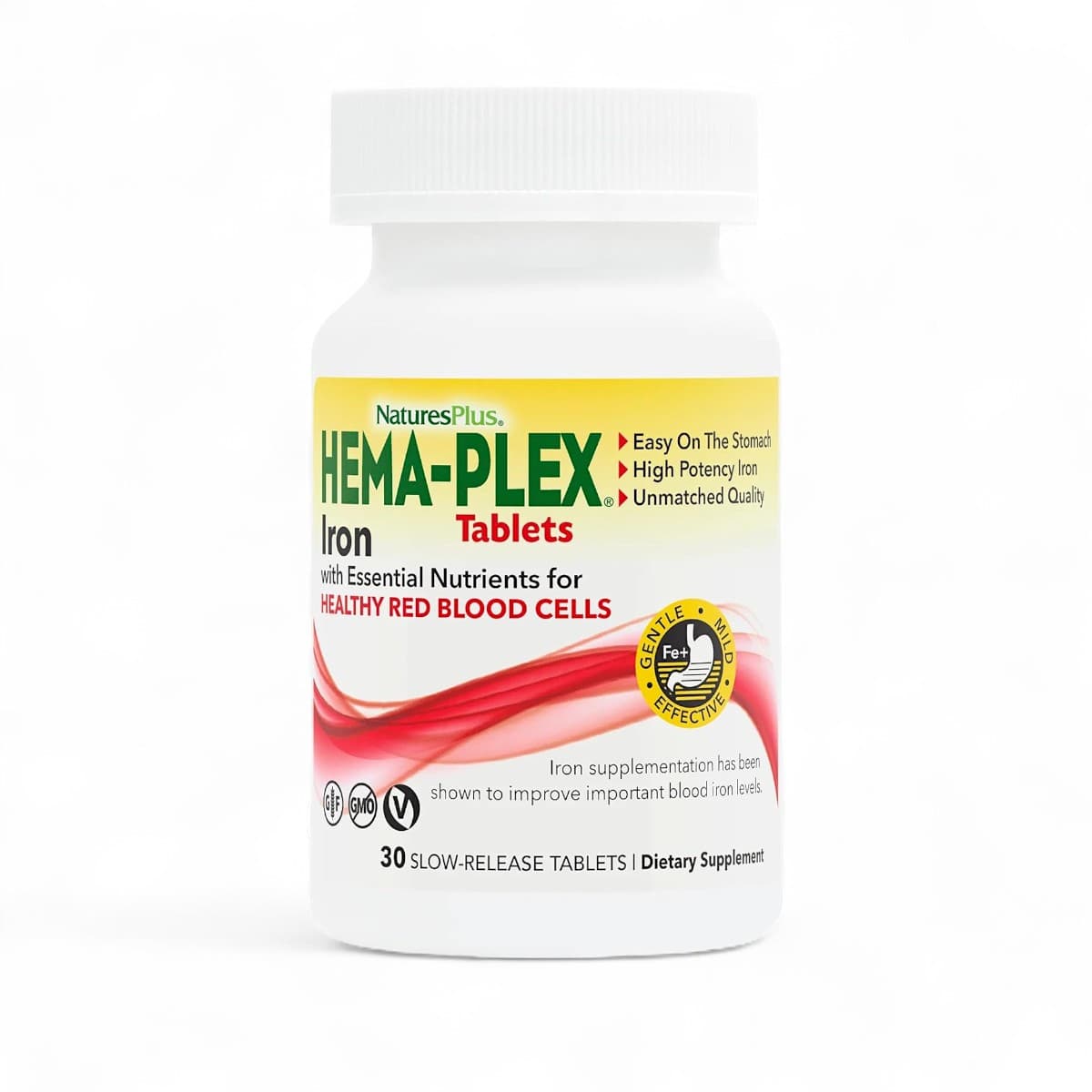 NaturesPlus, Hema-Plex, Iron with Essential Nutrients for Healthy Red Blood Cells, 30 Slow Release Tablets