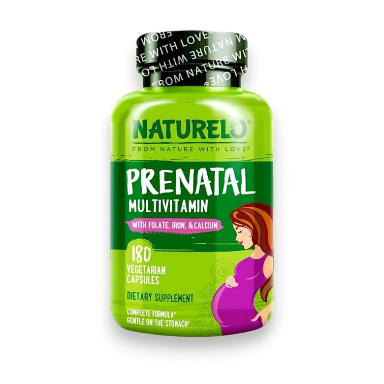 NATURELO, Prenatal Multivitamin With Folate, Iron & Calcium, 180 Vegetarian Capsules