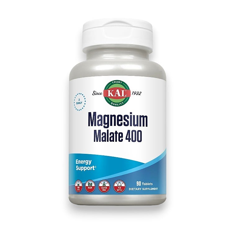KAL, Magnesium Malate 400, 400 mg, 90 Tablets (200 mg per Tablet)