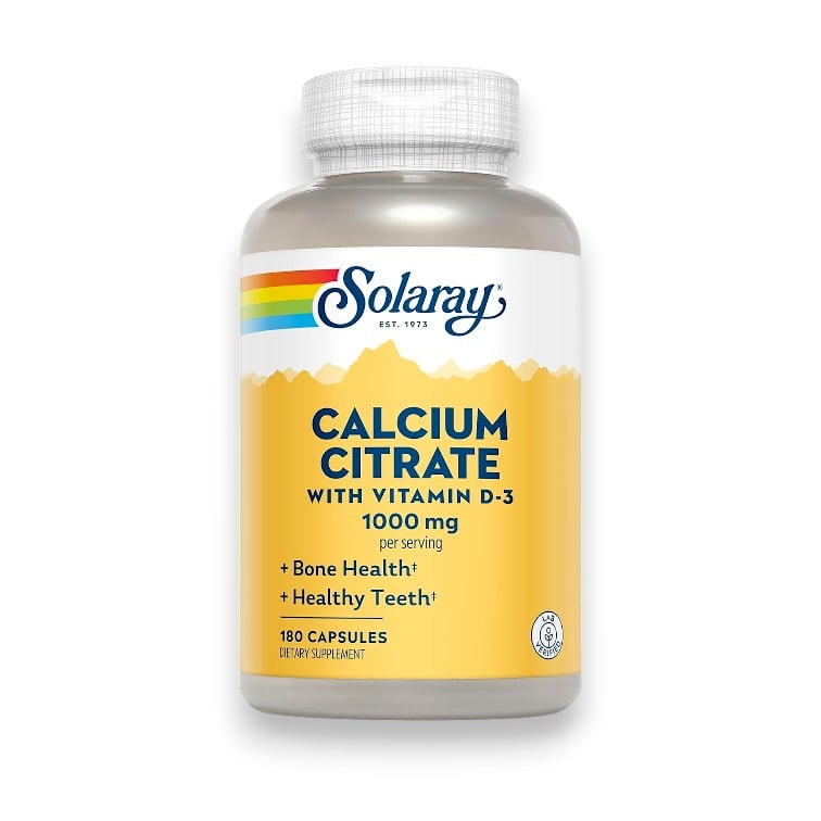 Solaray, Calcium Citrate with Vitamin D-3, 1,000 mg, 180 Capsules (250 mg per Capsule)