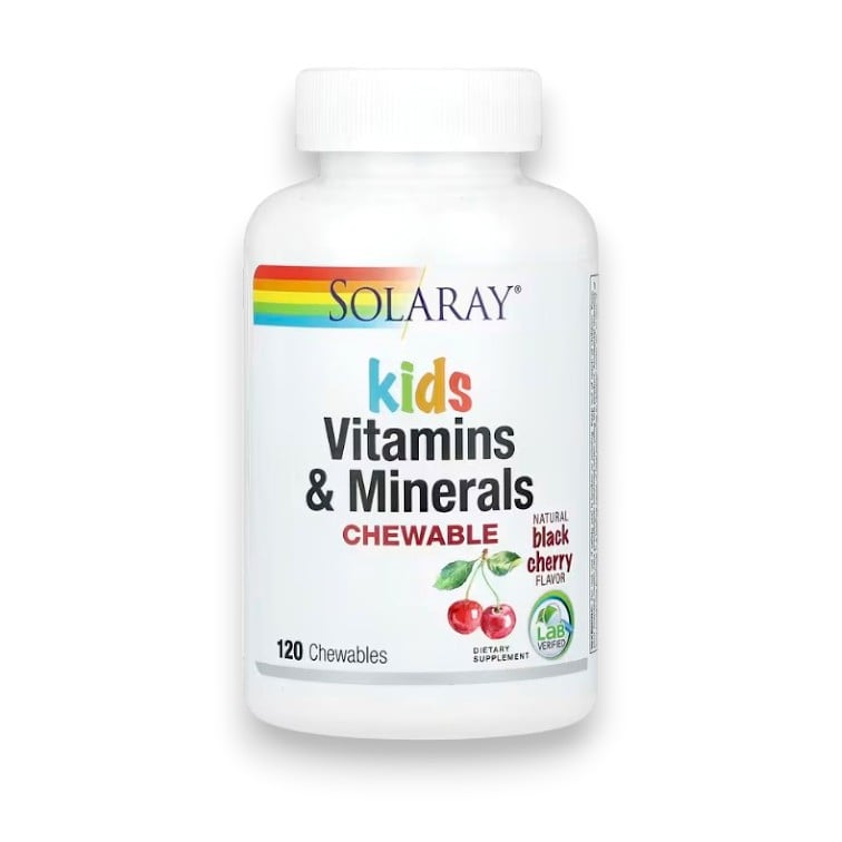 Solaray, Kids Vitamins & Minerals Chewable, Natural Black Cherry, 120 Chewables