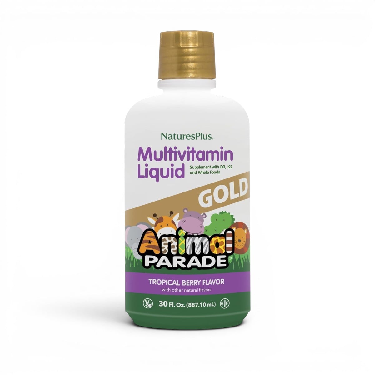 NaturesPlus, Animal Parade® Gold, Multivitamin Liquid, Tropical Berry, 30 fl oz (900 ml)