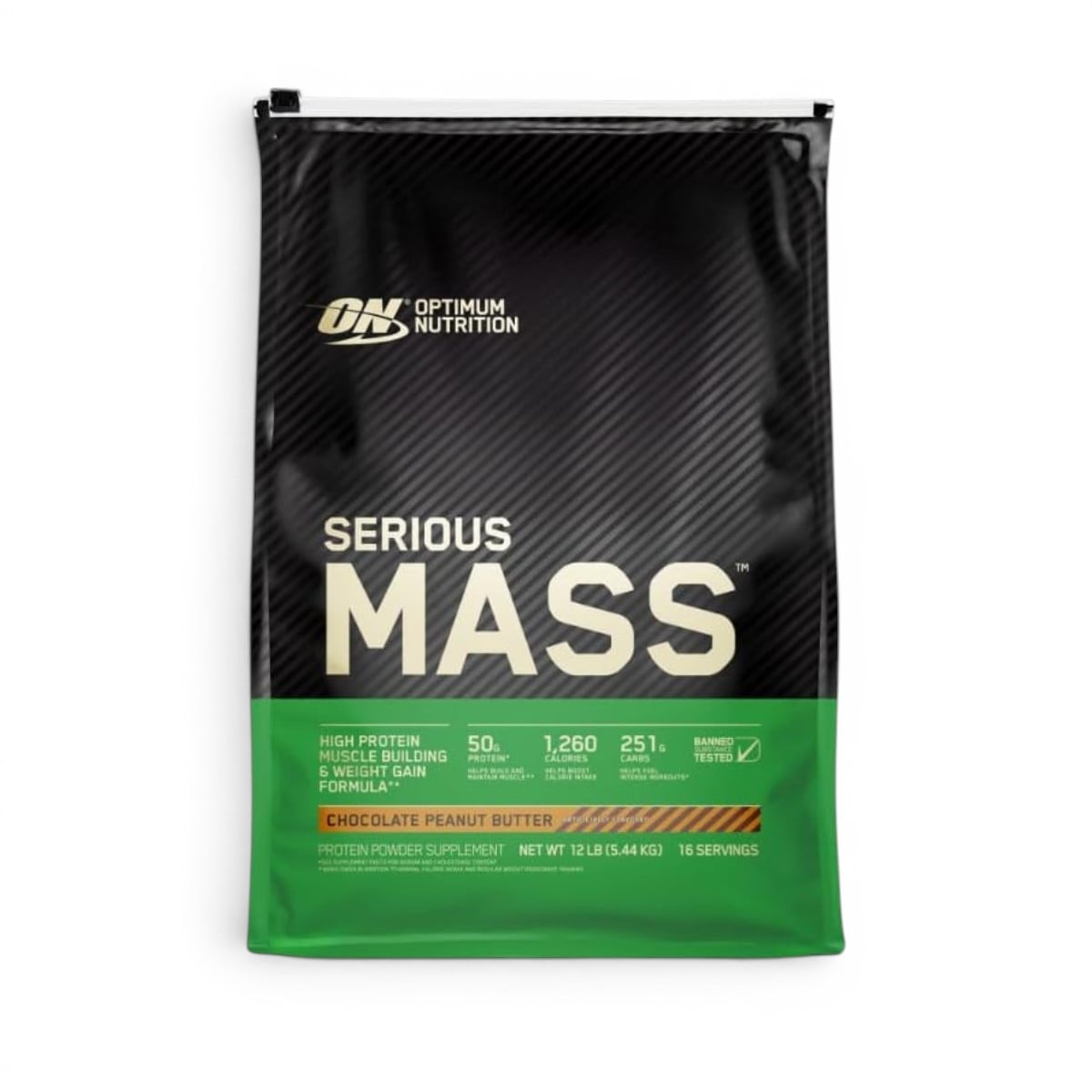 Optimum Nutrition, Seriuous MASS, Chocolate peanut butter artificially flavored, 5.44 kg
