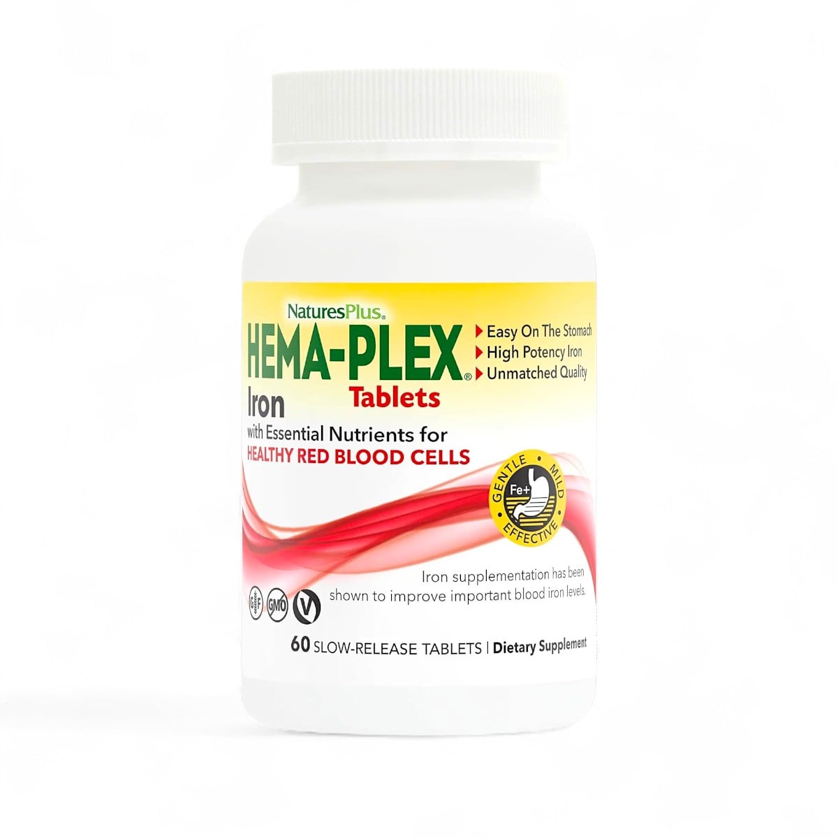 NaturesPlus, Hema-Plex, Iron with Essential Nutrients for Healthy Red Blood Cells , 60 Slow-Release Tablets