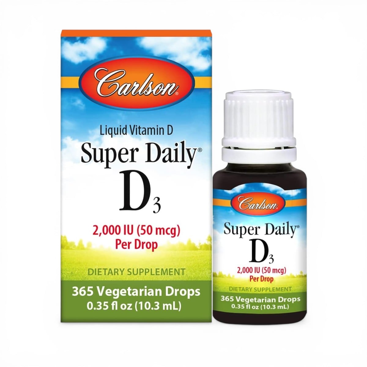 Carlson, Super Daily® D3, 50 mcg (2,000 IU), 0.35 fl oz (10.3 ml)