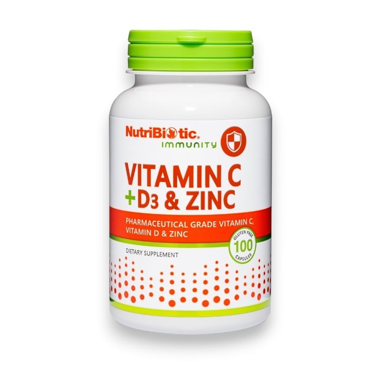NutriBiotic, Immunity, Vitamin C + D3 & Zinc, 100 Capsules