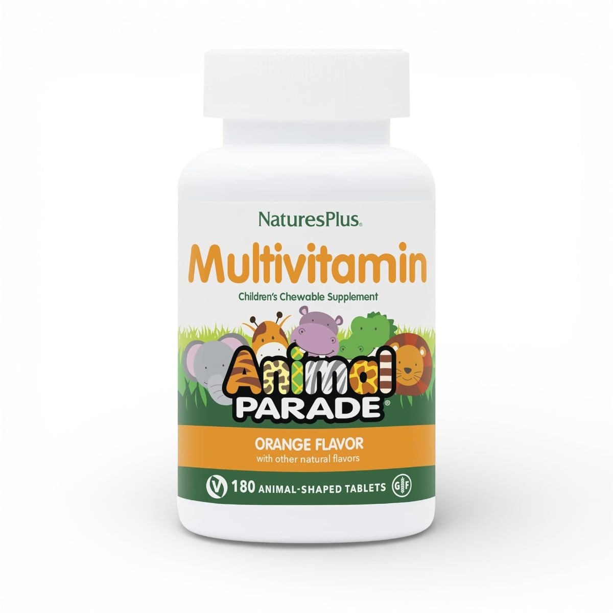 NaturesPlus, Animal Parade®, Multivitamin Children's Chewable Supplement, Orange, 180 Animal-Shaped Tablets
