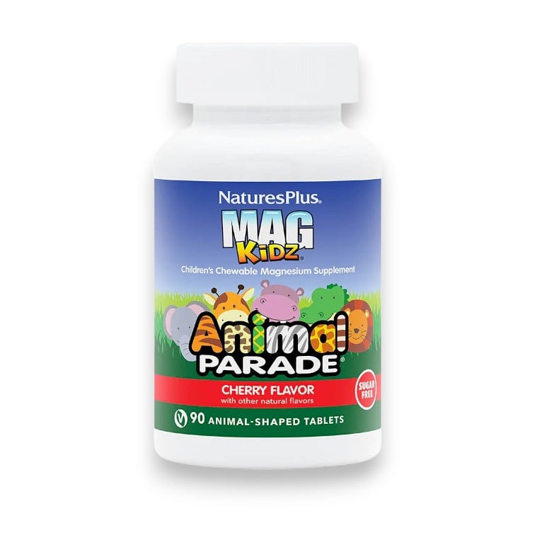 NaturesPlus, MagKidz, Animal Parade, Children's Chewable Magnesium, Cherry, 90 Animal-Shaped Tablets