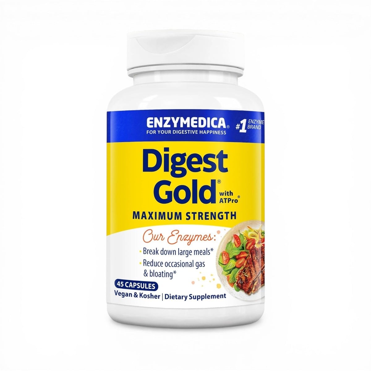 Enzymedica, Digest Gold® with ATPro®, Maximum Strength, 45 Capsules
