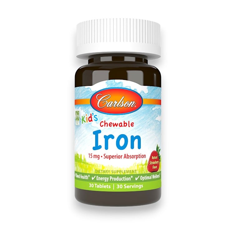 Carlson, Kid's, Chewable Iron, Natural Strawberry, 15 mg, 60 Tablets