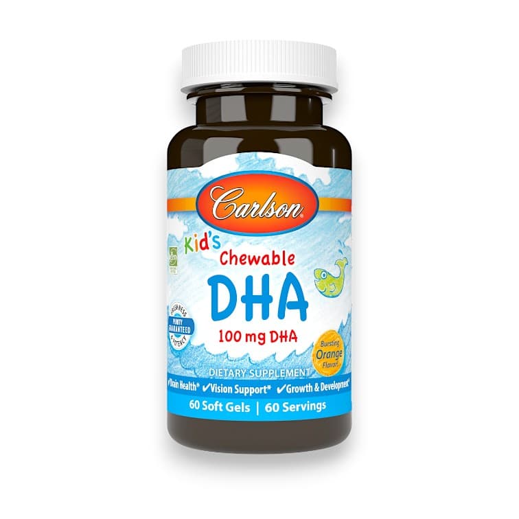Carlson, Kid's Chewable DHA, Bursting Orange, 100 mg, 60 Soft Gels