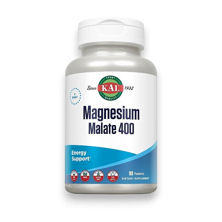 KAL, Magnesium Malate 400, 400 mg, 90 Tablets (200 mg per Tablet)
