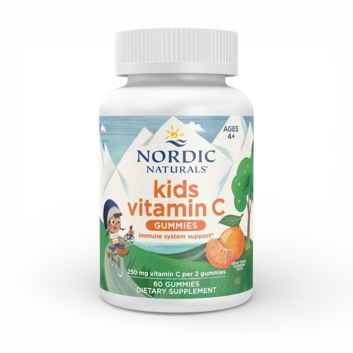 Nordic Naturals, Kids Vitamin C Gummies, Ages 4+, Tangy Tangerine, 60 Gummies (125 mg per Gummy)