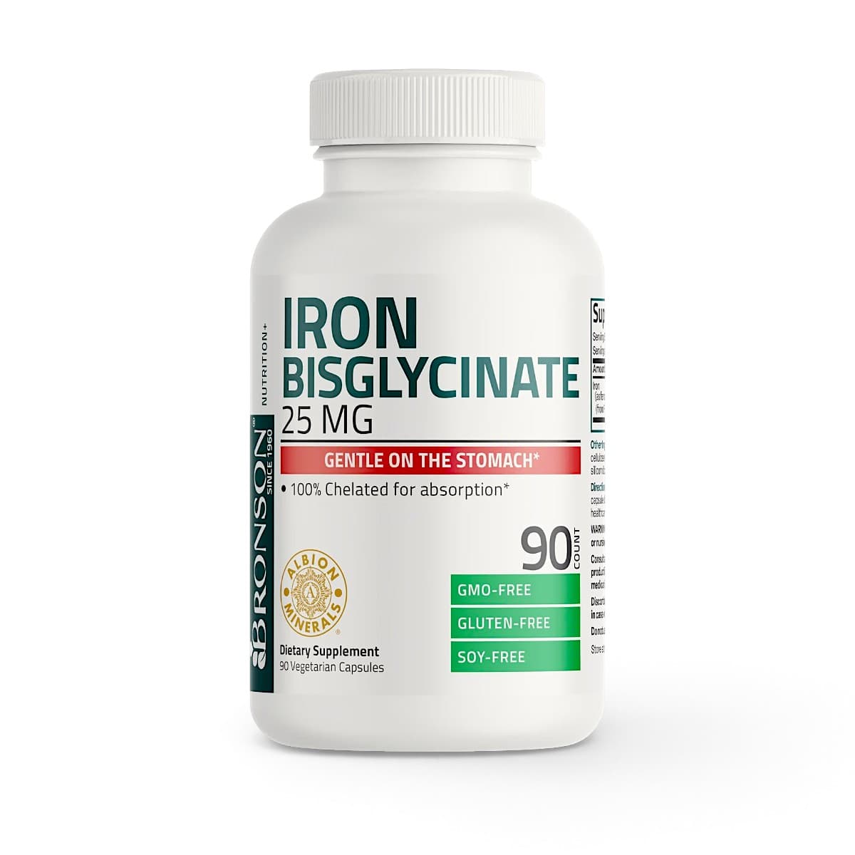 Bronson, Iron Bisglycinate 25mg, 90capsules