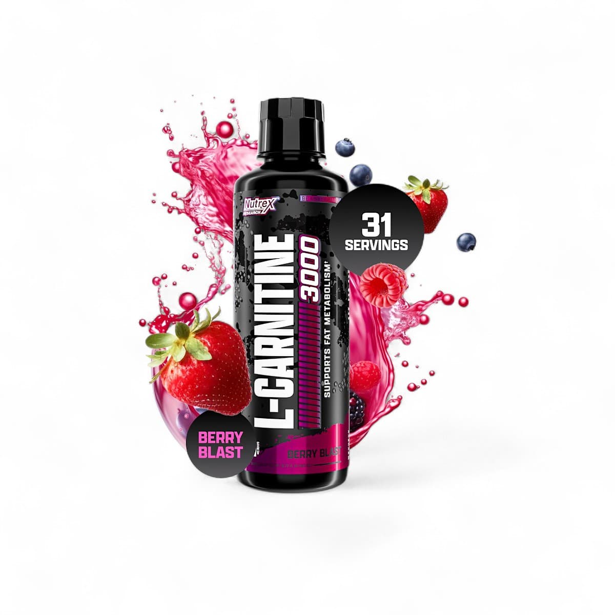 Nutrex Research, L-Carnitine 3000, Berry blast, 465 ml