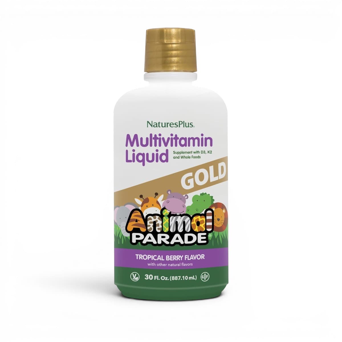 NaturesPlus, Animal Parade® Gold, Multivitamin Liquid, Tropical Berry, 30 fl oz (900 ml)