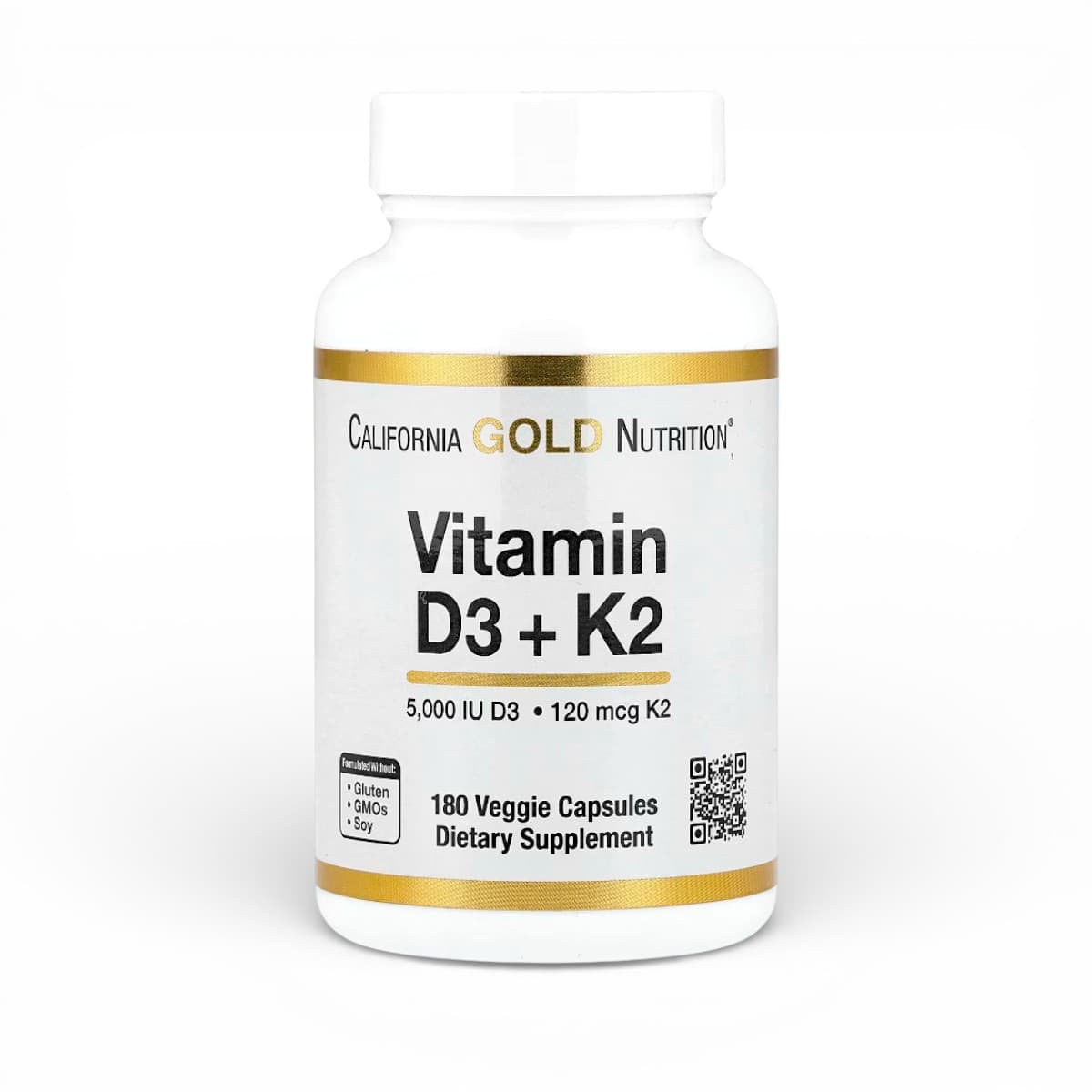 California Gold Nutrition, Vitamin D3 + K2 as MK-7, 180 Veggie Capsules