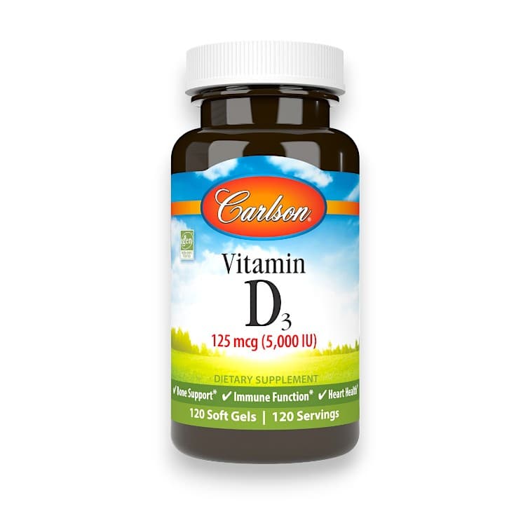 Carlson, Vitamin D3, 125 mg (5,000 IU), 120 Soft Gels