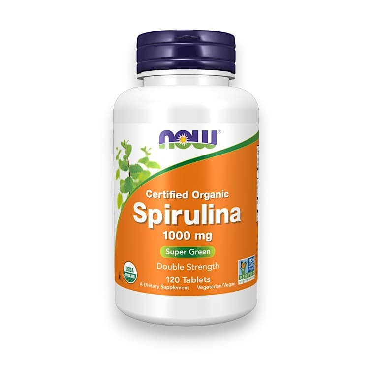 NOW Foods, Certified Organic Spirulina, Double Strength, 1,000 mg, 120 Tablets