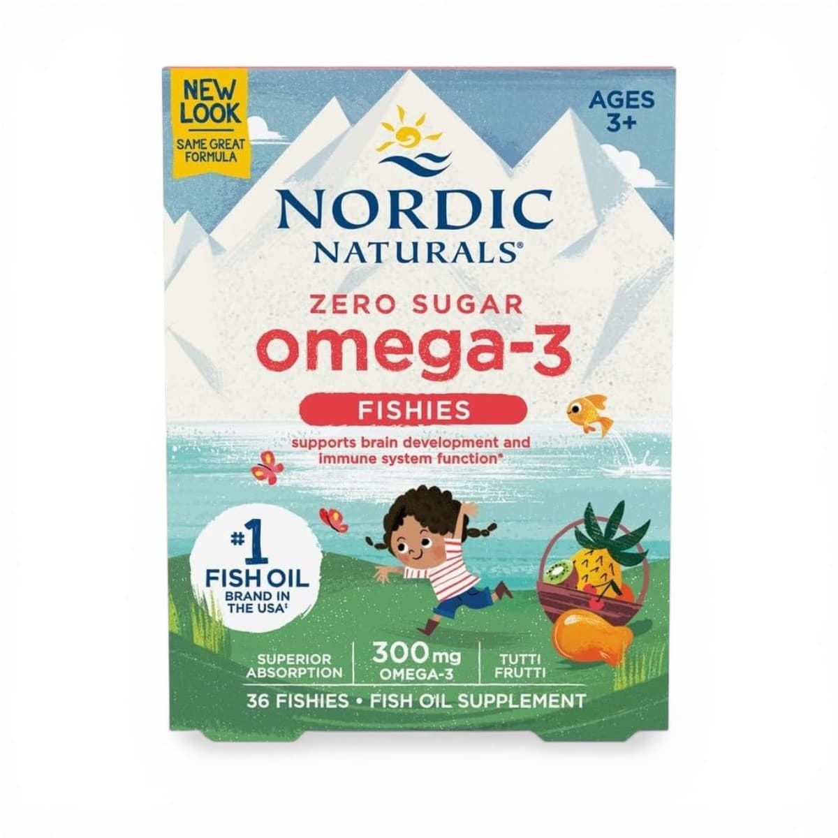 Nordic Naturals, Omega-3 Fishies, Zero Sugar, Ages 3+, Tutti Frutti, 300 mg, 36 Fishies