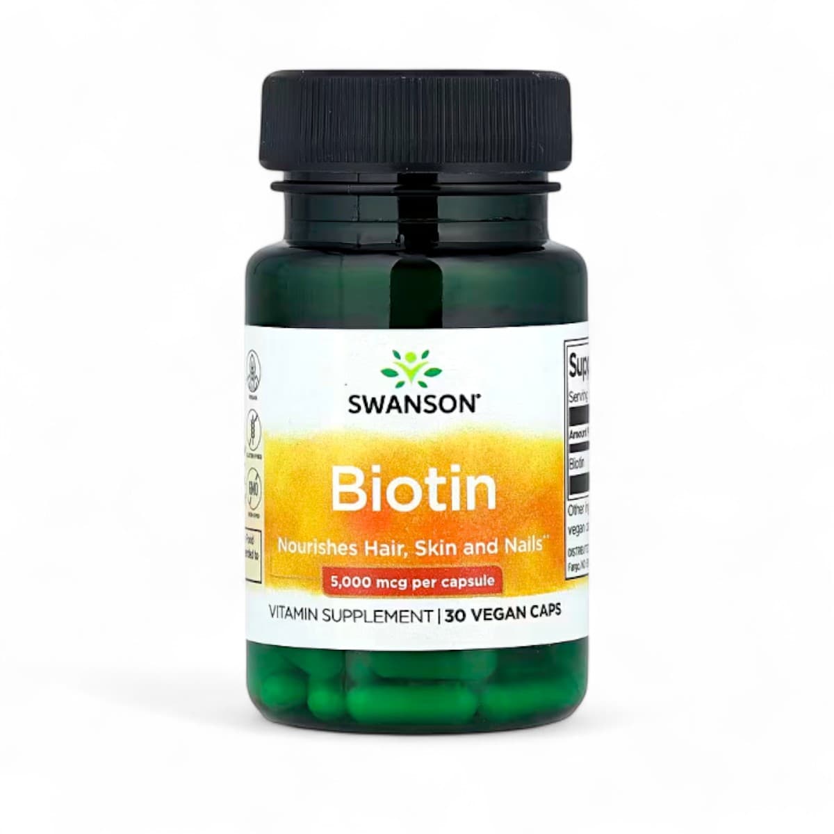 Swanson, Biotin, 5,000 mcg, 30 Vegan Caps