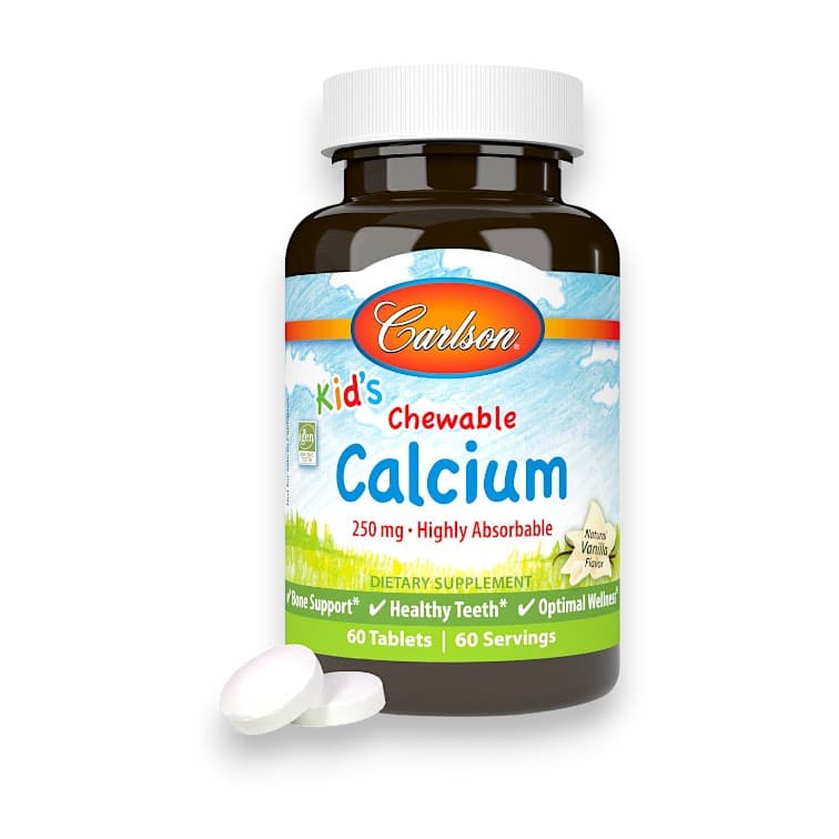 Carlson, Kid's, Chewable Calcium, Natural Vanilla, 250 mg, 60 Tablets