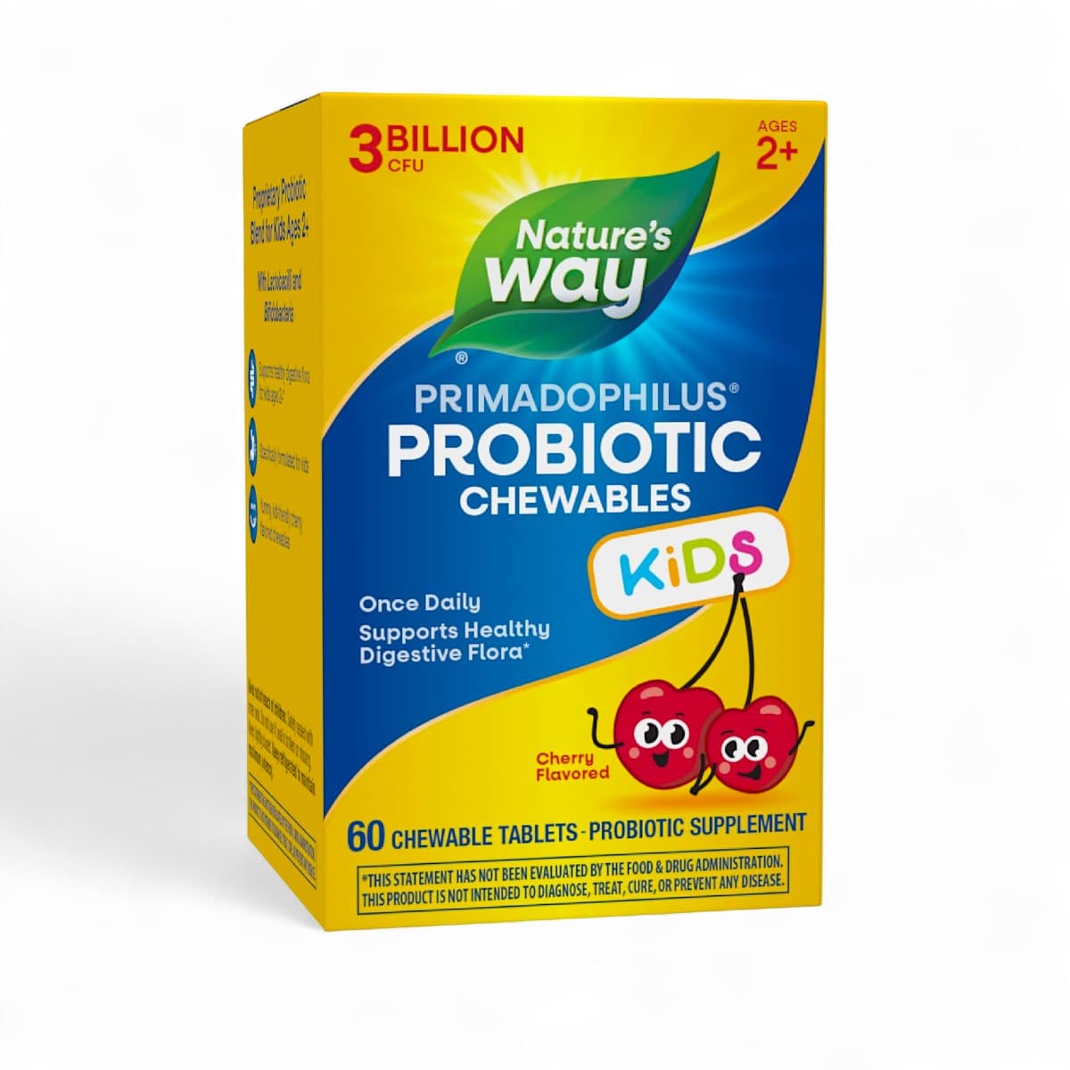 Nature's Way, Primadophilus®, Kids Probiotic Chewables, Ages 2+, Cherry , 3 Billion CFU, 60 Chewable Tablets