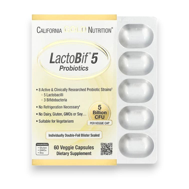 California Gold Nutrition, LactoBif® 5 Probiotics, 5 Billion CFU, 60 Veggie Capsules